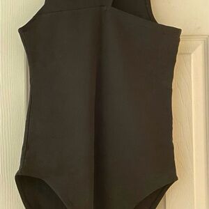 Zara Asymmetrical Cutout Bodysuit Top Black Size Small
